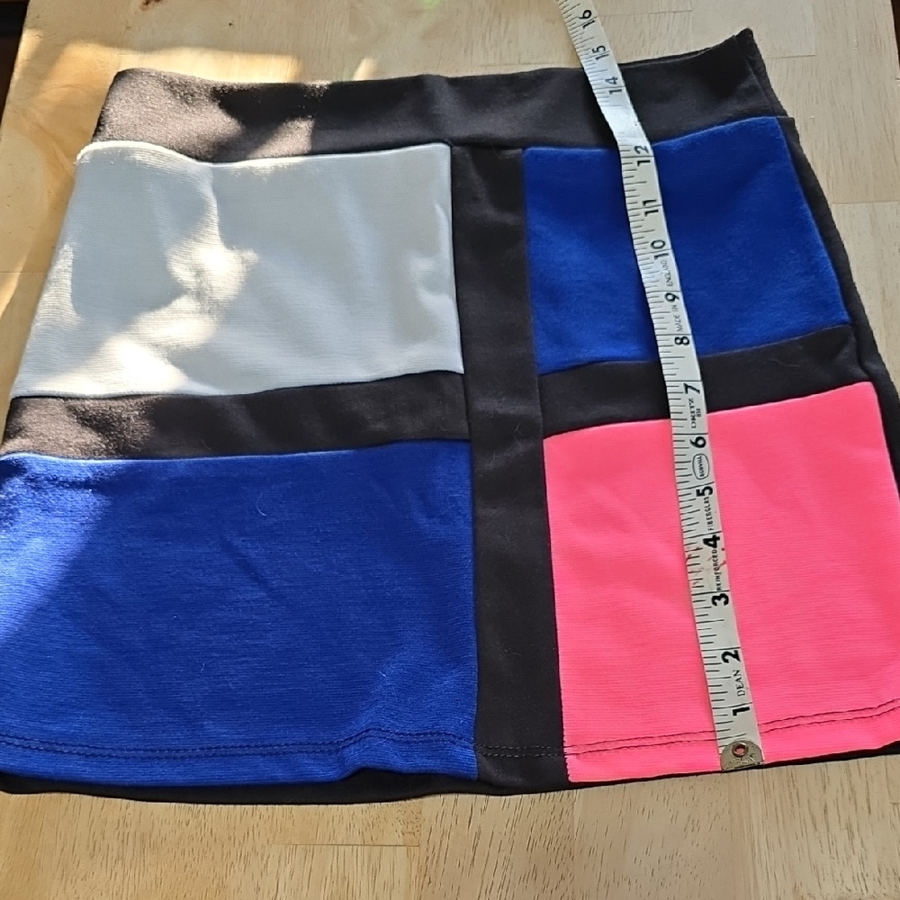 Color Block Skirt - Blue, Pink, Gray